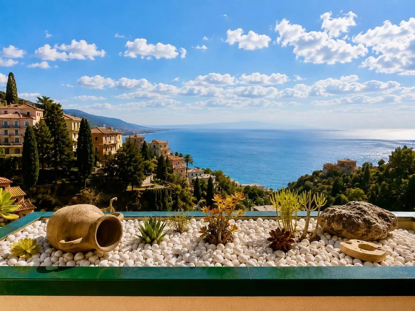 La fioriera del terrazzo e la costa ionica